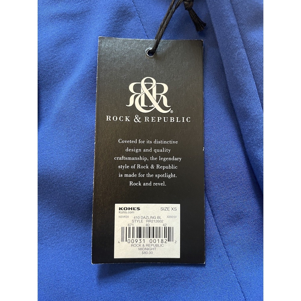 Rock & Republic Dazzling Blue Blazer With Black Lapel. Size XS. NWT. Career. - Picture 7 of 13